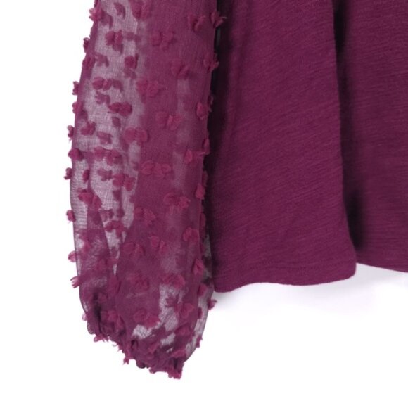 NWT MAEVE Anthropologie Textured Semi-sheer puffed Sleeve Top Size XL PETITE - Picture 13 of 15